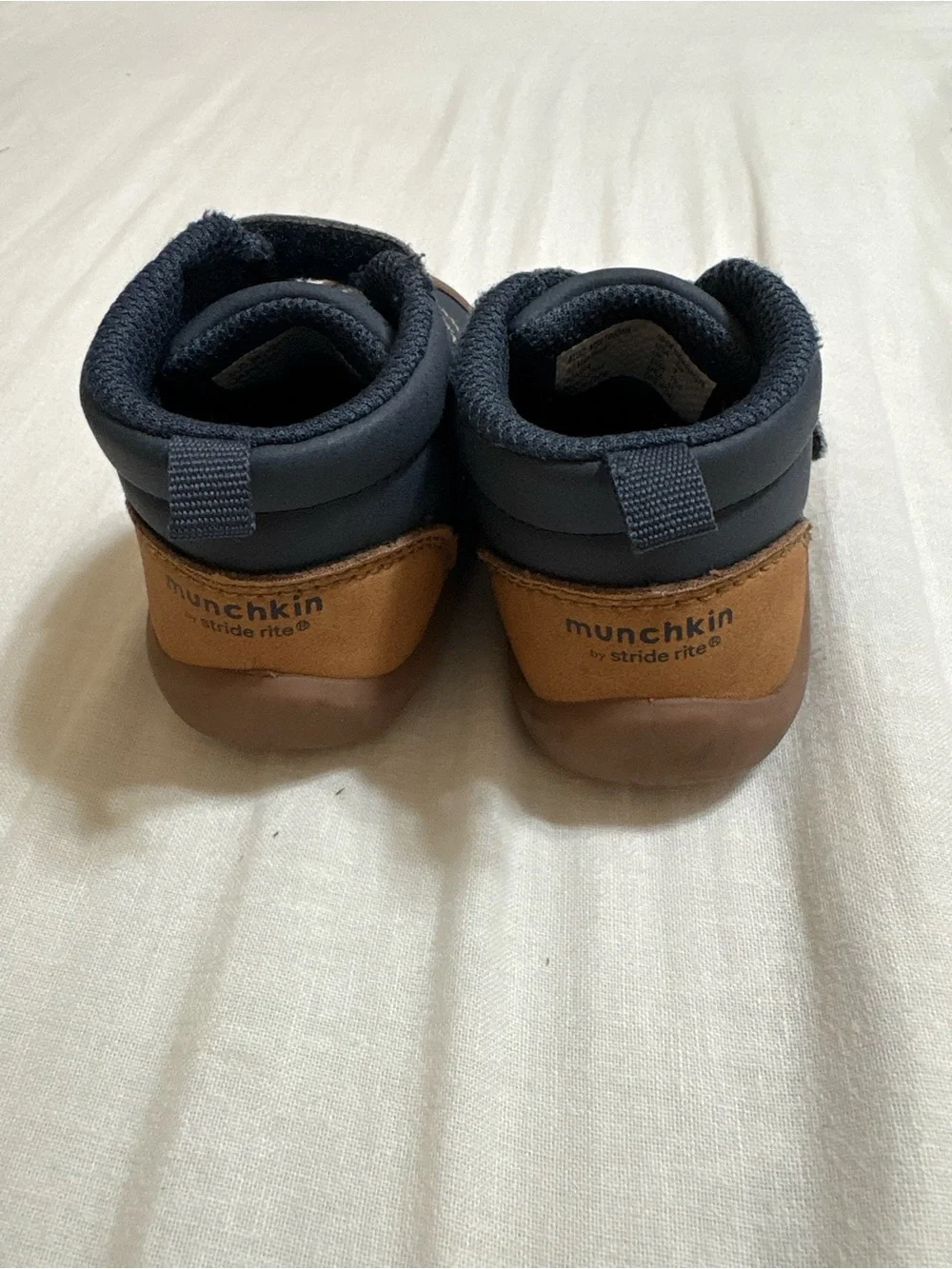 Stride Rite Navy and Brown Toddler velcro boots